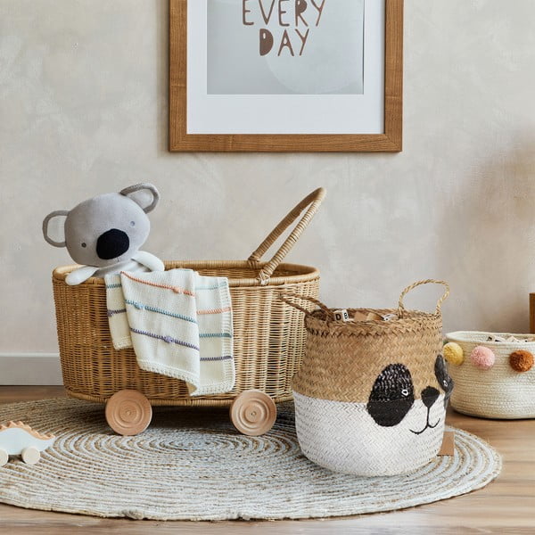 Detský kôš na hračky z morskej trávy v bielo-prírodnej farbe ø 25x24 cm Panda – Compactor-image-1
