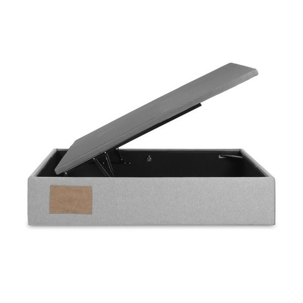 Sivá čalúnená jednolôžková posteľ s úložným priestorom 90x190 cm Matters – Kave Home-image-2