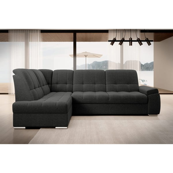 Tmavosivá rozkladacia/s úložným priestorom rohová pohovka (ľavý roh/do L) Sado – ELTAP-image-3