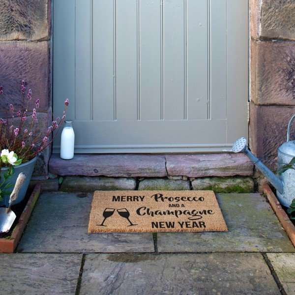 Rohožka s vianočným motívom z kokosového vlákna 40x60 cm Champagne New Year – Artsy Doormats-image-4