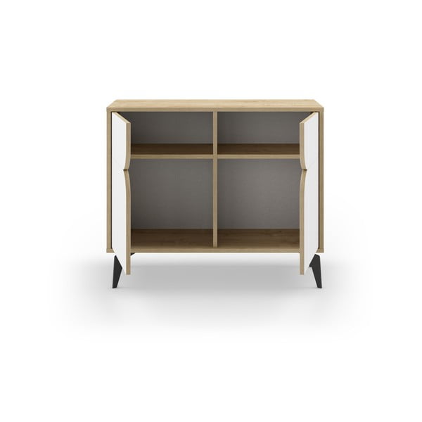 Skrinka v dekore duba v bielo-prírodnej farbe 95x79 cm Nola – Marckeric-image-3