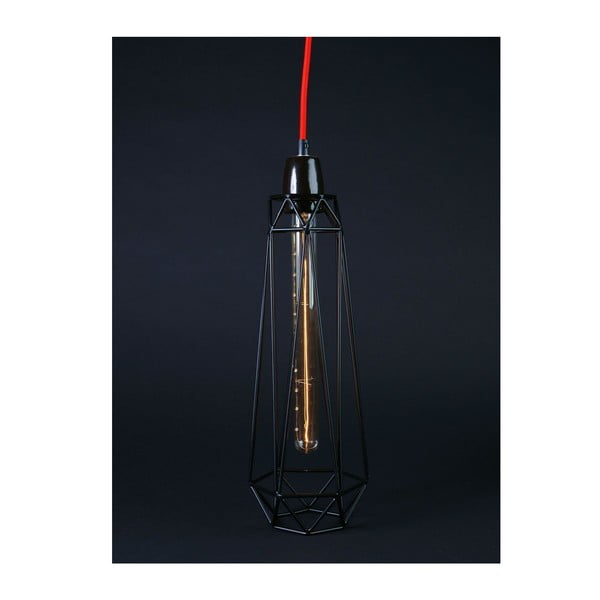 Svietidlo s čiernym tienidlom a červeným káblom Filament Style Diamond #2-image-1