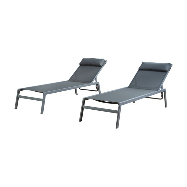 Sivé kovové záhradné ležadlo v súprave 2 ks Bari - Rojaplast-image-3
