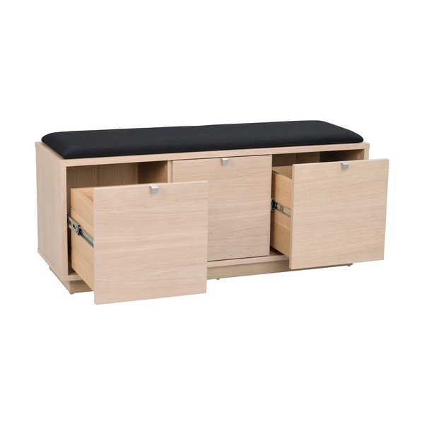 Skrinka na topánky v dekore duba s lavicou v čierno-prírodnej farbe Confetti – Rowico-image-3