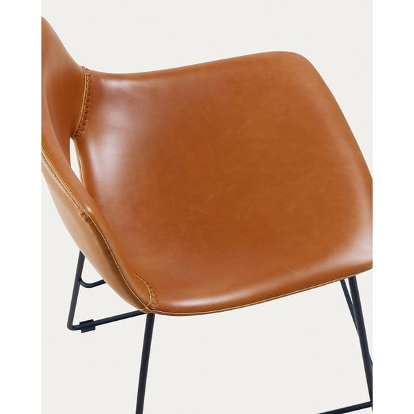 Koňakovohnedá barová stolička z imitácie kože (výška sedadla 76 cm) Zahara – Kave Home-image-4