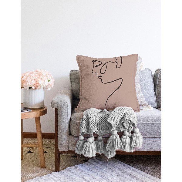 Béžová obliečka na vankúš s prímesou bavlny Minimalist Cushion Covers Portrait, 55 x 55 cm-image-2
