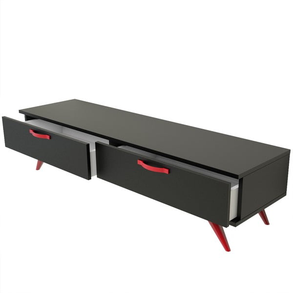 Čierny TV stolík s červenými nohami Magenta Home Coulour Series, šírka 150 cm
