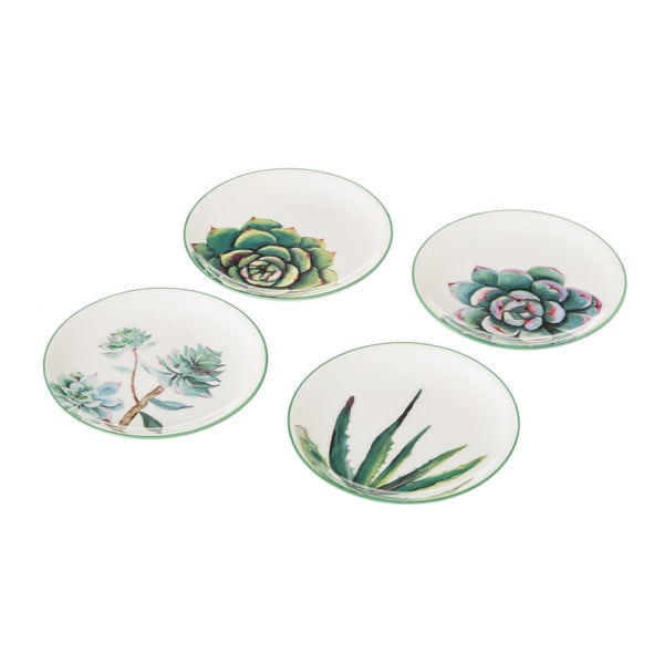 Sada 4 porcelánovýh tanierov Unimasa Plants, ⌀ 10 cm