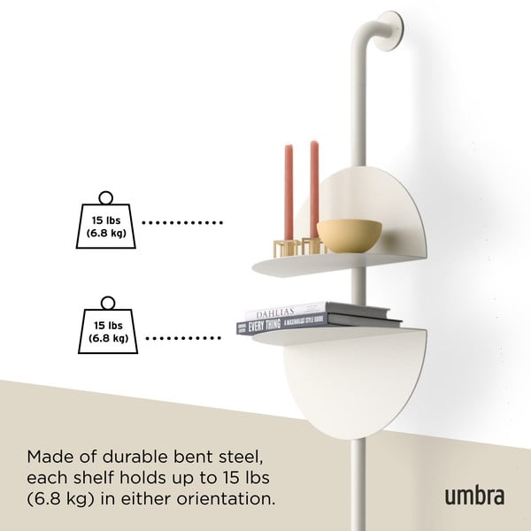 Matne biely kovový modulárny policový systém 27x203,5x35 cm Solis – Umbra-image-4