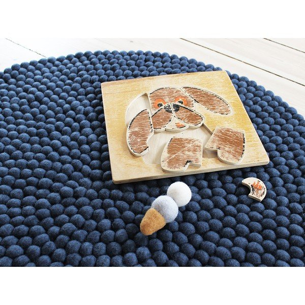 Modrý guľôčkový vlnený koberec Wooldot Ball rugs, ⌀ 200 cm-image-2