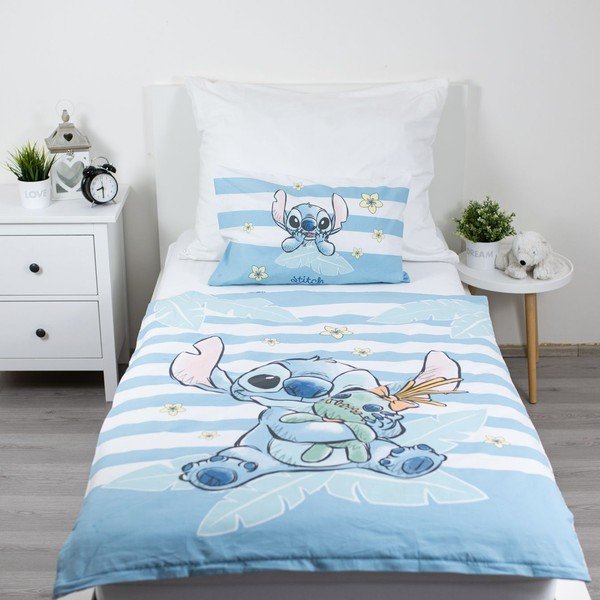 Svetlomodrá bavlnená detská obliečka do postieľky 100x135 cm Lilo & Stitch "Tropical Hugs" – Jerry Fabrics-image-1