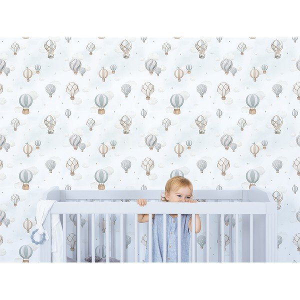 Detská tapeta z netkanej textílie 10 m x 50 cm Hot-Air Balloons – Lilipinso-image-1