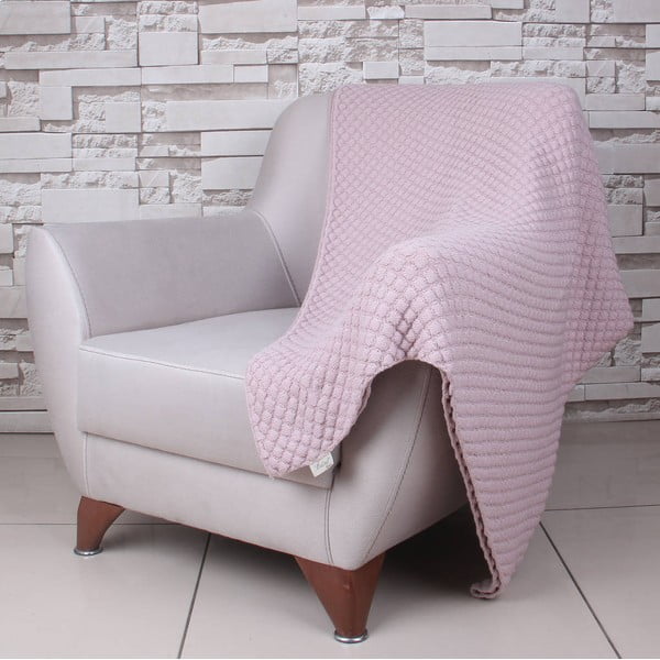 Ružová bavlnená deka Ciana, 170 × 130 cm