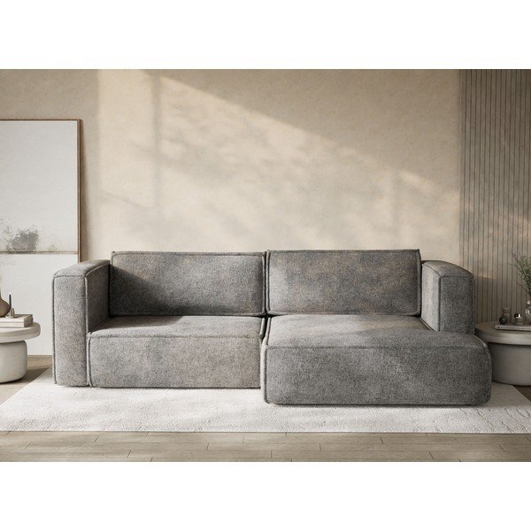 Sivá ženilková rozkladacia/s úložným priestorom rohová pohovka (pravý roh/s leňoškou) Velto – Maison de Rêve-image-1