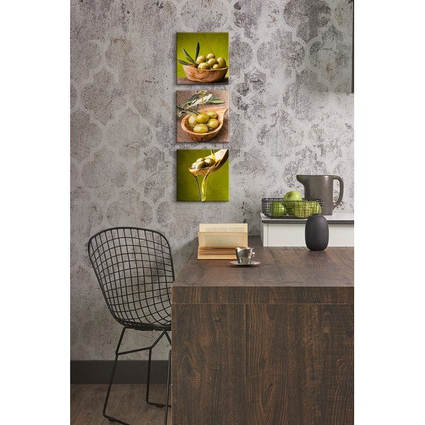 Sada 3 obrazov Styler Glasspik Set Olives-image-1