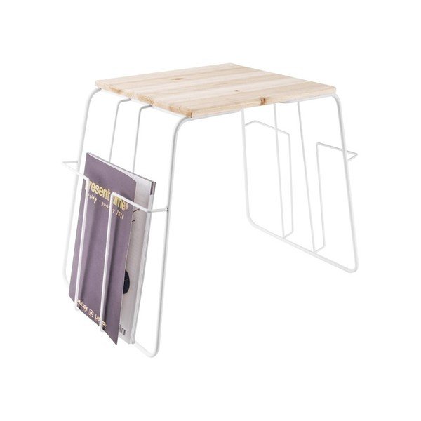 Biely odkladací stolík s možnosťou uloženia časopisov Leitmotiv Wired-image-3