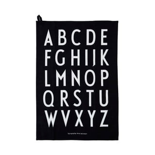 Čierna bavlnená utierka Design Letters Alphabet, 40 x 60 cm