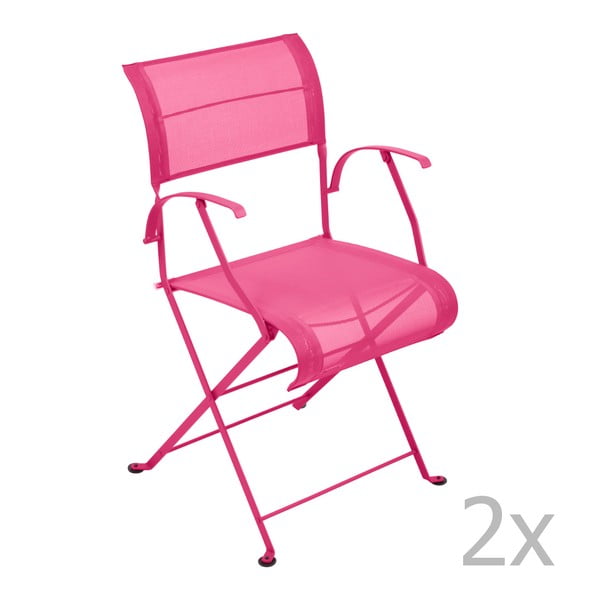 Sada 2 ružových skladacích stoličiek s opierkami na ruky Fermob Dune