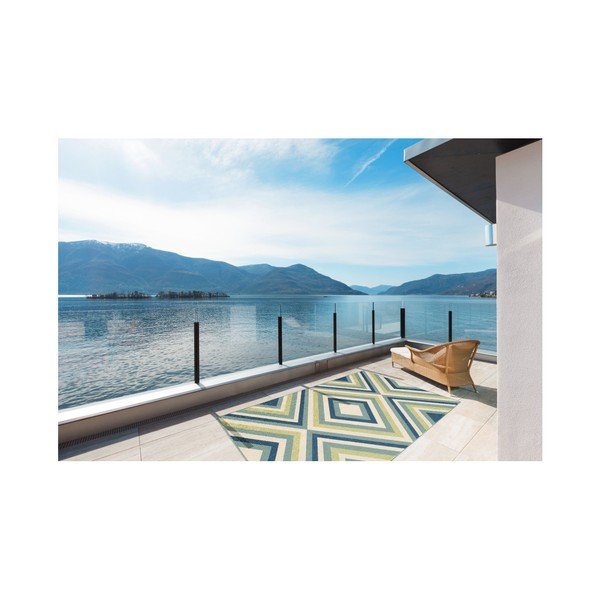 Zeleno-modrý vonkajší koberec Floorita Rombi Blue Green, 133 × 190 cm-image-2