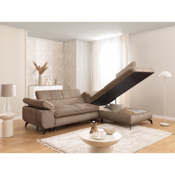 Hnedá menčestrová rohová pohovka (pravý roh/do L) Marbeya  – Ropez-image-4