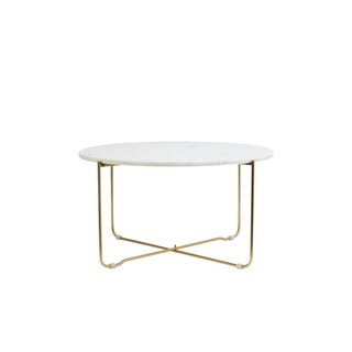 Biely/v zlatej farbe kamenný okrúhly konferenčný stolík ø 65 cm Marty - Light & Living