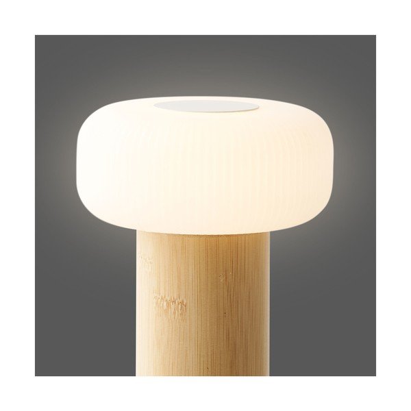 Biela/v prírodnej farbe bambusová stolová lampa s plastovým tienidlom (výška  18 cm) Stafford – House Nordic-image-4