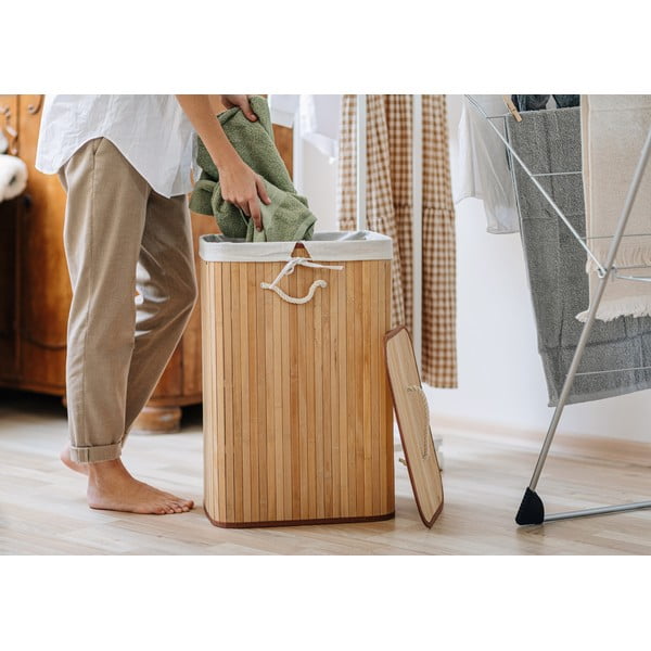 Bambusový kôš na bielizeň v prírodnej farbe 78 l Bamboo – Compactor-image-1