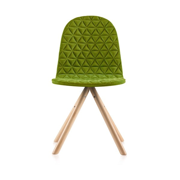 Zelená stolička s prírodnými nohami IKER Mannequin Triangle