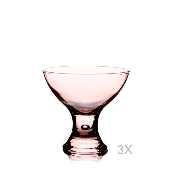Sada 3 ružových pohárov na servírovanie zmrzliny Pasabahce, ⌀ 8 cm