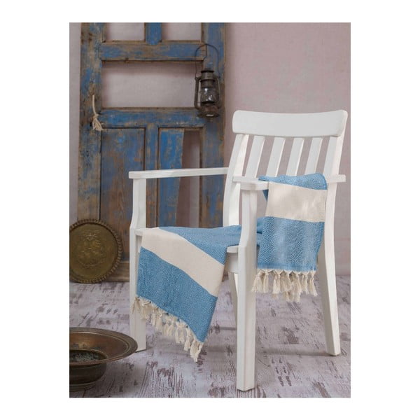 Svetlomodrá osuška Hammam Elmas, 100 x 180 cm-image-1