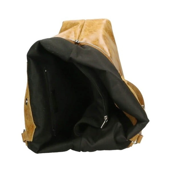 Koňakovohnedá kožená kabelka Chicca Borse Terracia-image-3