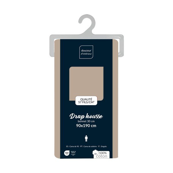 Béžová napínacia bavlnená plachta 90x190 cm Lina – douceur d'intérieur-image-2