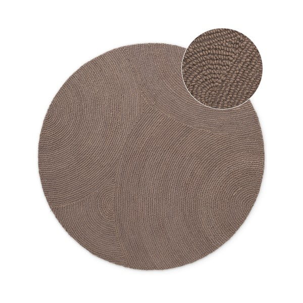 Ručne tkaný vlnený okrúhly koberec taupe ø 120 cm Eleni Taupe – Hanse Home