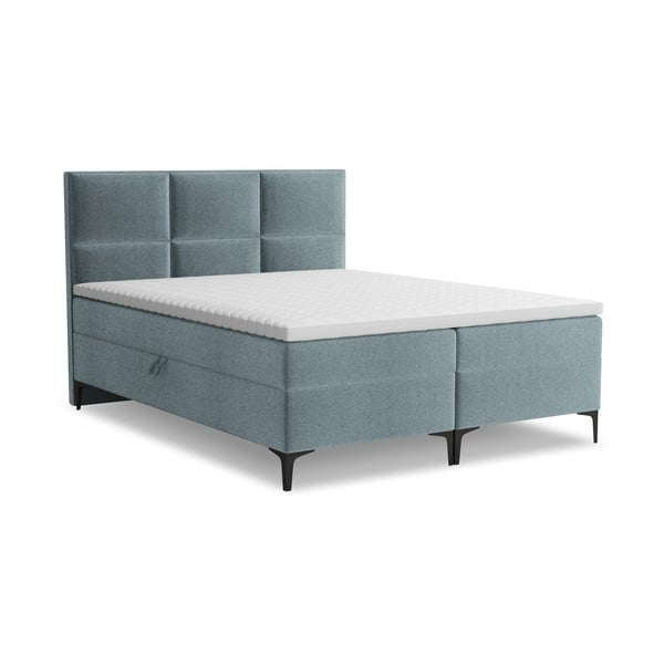 Svetlomodrá boxspring posteľ s úložným priestorom 140x200 cm Pakalana – Makamii