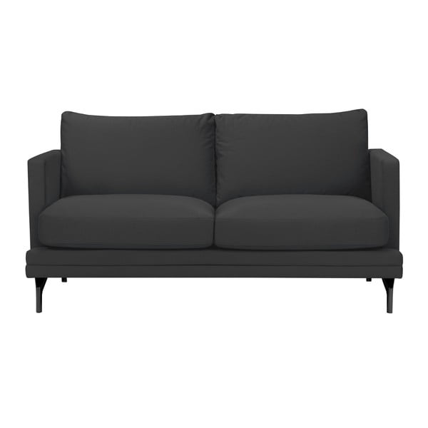 Tmavosivá dvojmiestna pohovka s podnožou v čiernej farbe Windsor & Co Sofas Jupiter