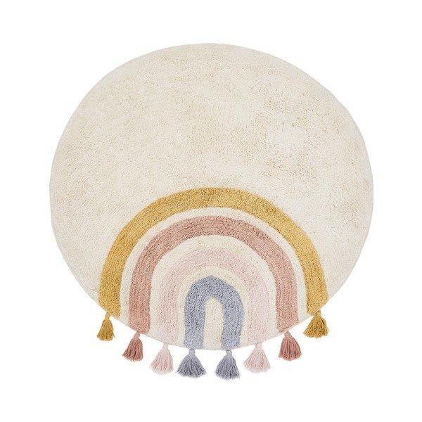 Slonovinový prateľný/ručne tkaný bavlnený detský koberec ø100 cm Tadea – Kave Home