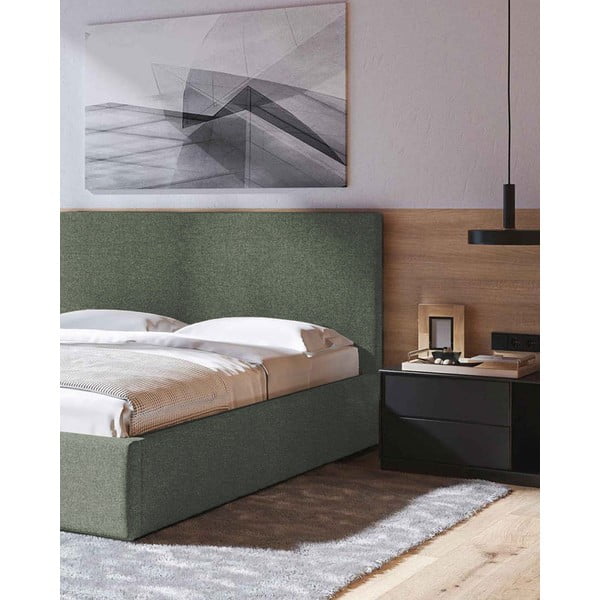 Zelená čalúnená dvojlôžková posteľ s úložným priestorom s roštom 180x200 cm Bufo – MESONICA-image-4