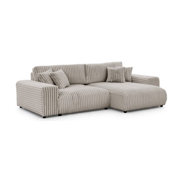 Svetlosivá menčestrová rozkladacia/s úložným priestorom rohová pohovka (pravý roh) Sarina – Ropez