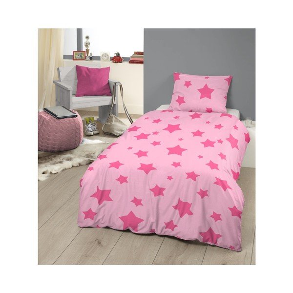 Ružové detské obliečky na jednolôžko z bavlny Good Morning Pink, 140 × 200 cm-image-1