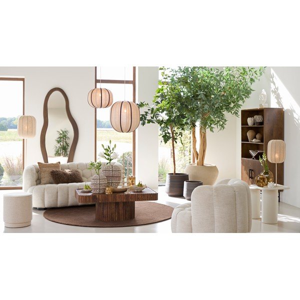 Krémovobiela stojacia lampa s textilným tienidlom (výška  165 cm) Solune – Light & Living-image-1