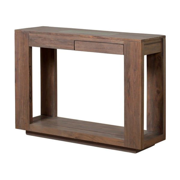 Konzolový stolík z masívneho sivo moreného akáciového dreva s 2 zásuvkami Zara