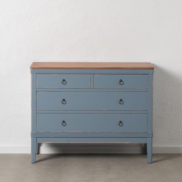 Modrá nízka komoda z jedľového dreva 115x90 cm Shabby – Ixia-image-3