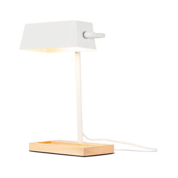 Stolová lampa s kovovým tienidlom v bielo-prírodnej farbe (výška 40 cm) Cambridge – it's about RoMi