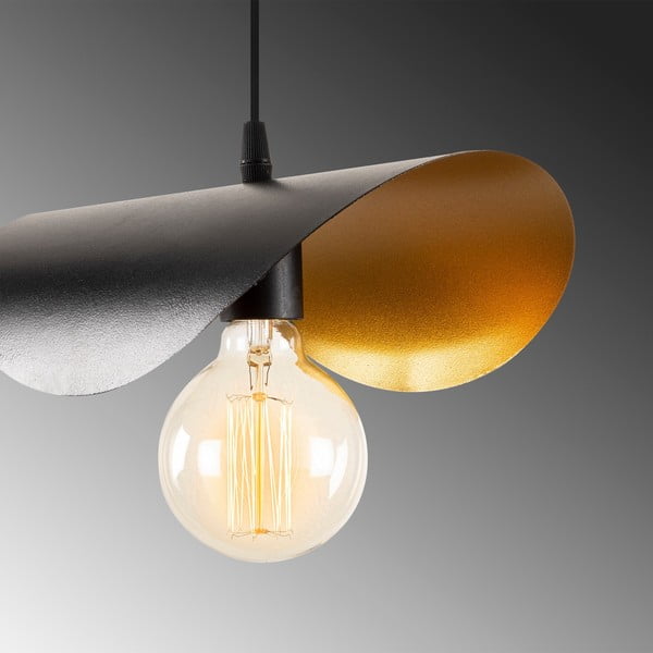 Závesné svietidlo v čiernej a bronzovej farbe s kovovým tienidlom Sivani – Opviq lights-image-4