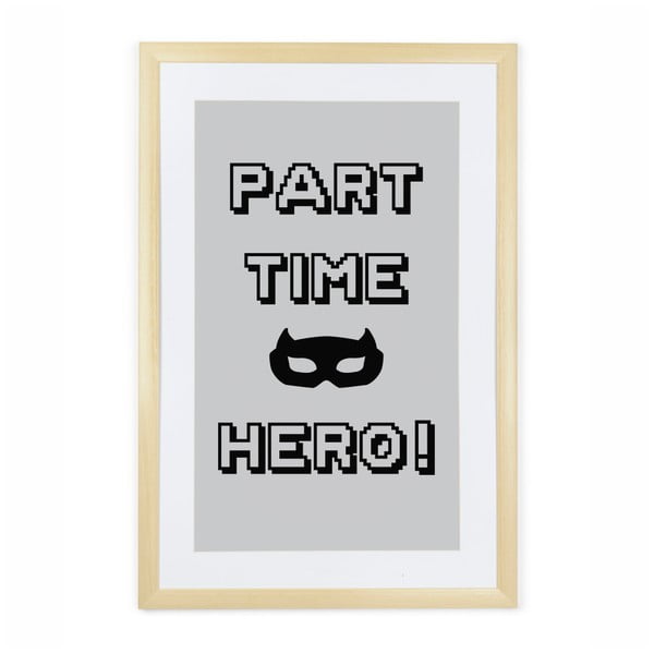 Obraz v drevenom ráme Tanuki Part Time Hero, 60 × 40 cm