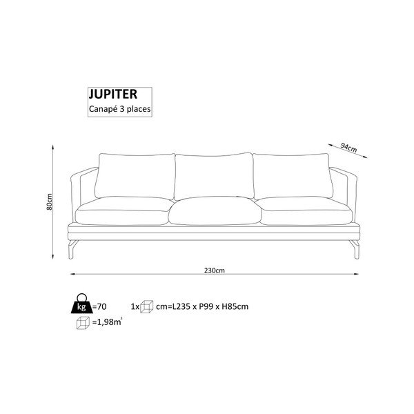 Tmavosivá trojmiestna pohovka Windsor & Co. Sofas Jupiter-image-3