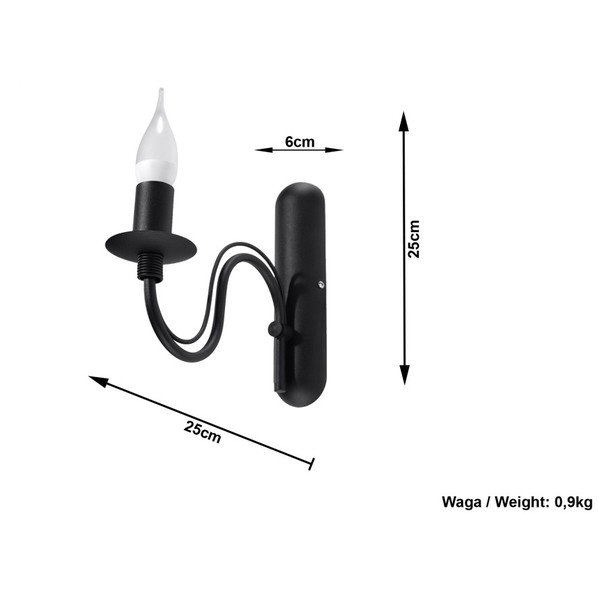 Čierne kovové nástenné svietidlo Fiorano – Sollux-image-3