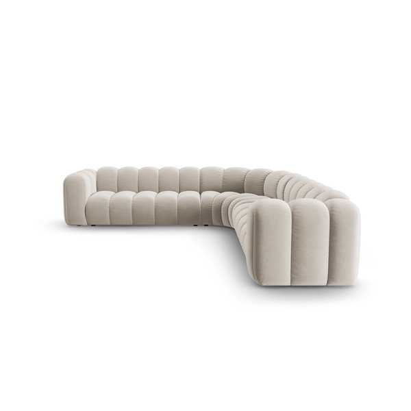 Krémová zamatová modulárna rohová pohovka Lupine – Micadoni-image-2