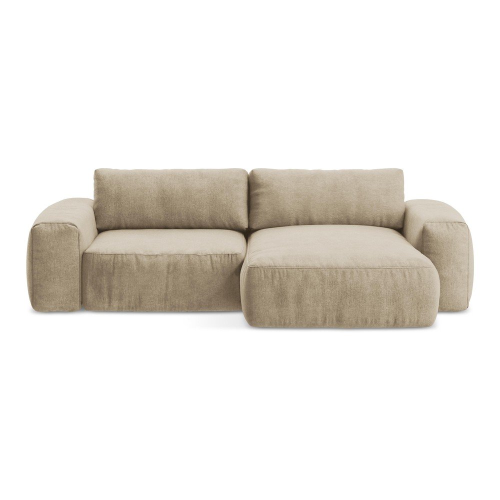 Svetlohnedá ženilková rozkladacia rohová pohovka (pravý roh/s leňoškou) Kuki – Makamii