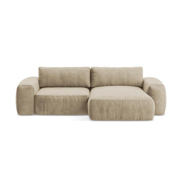 Svetlohnedá ženilková rozkladacia rohová pohovka (pravý roh/s leňoškou) Kuki – Makamii